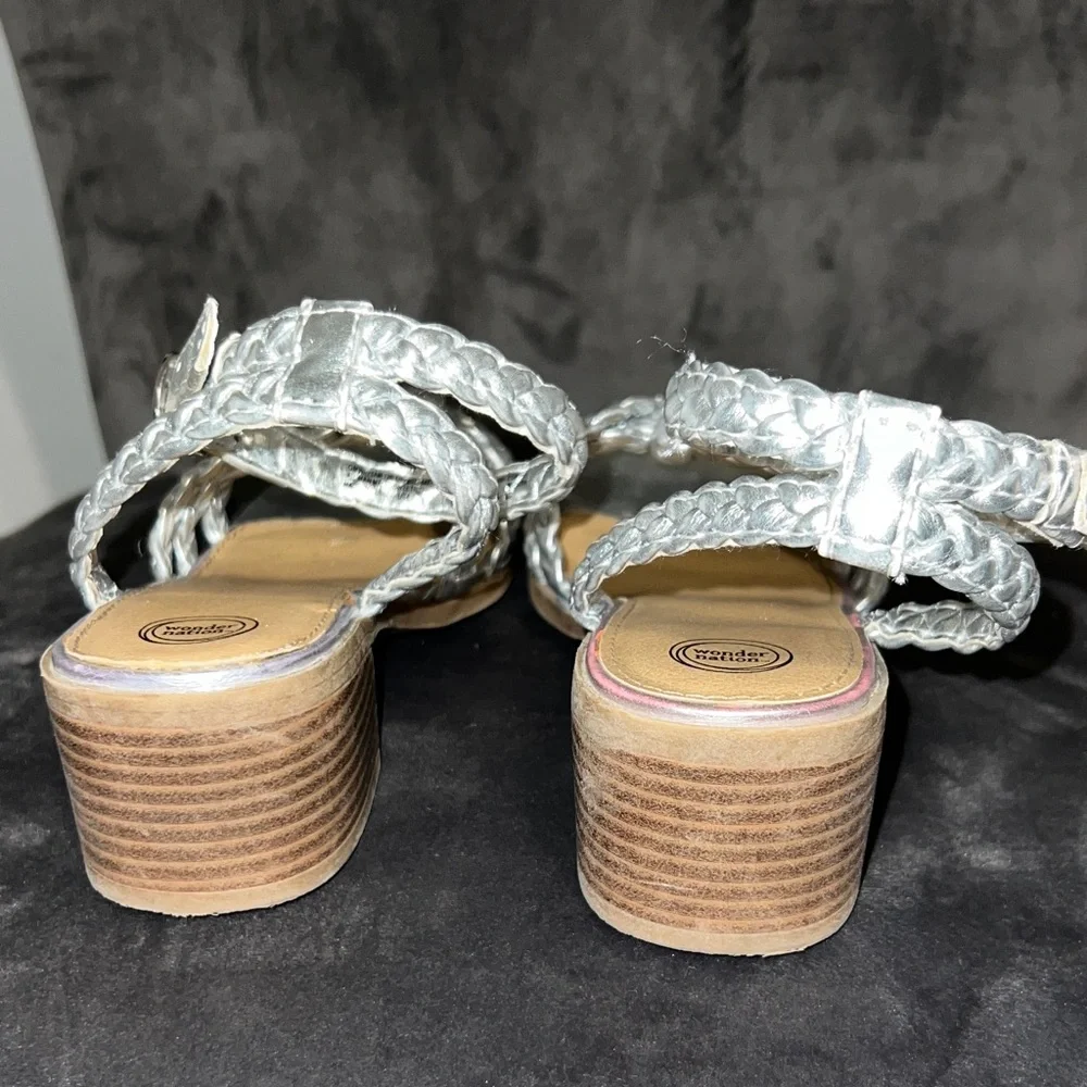 Wonder Nation Silver Braided Dress Shoes